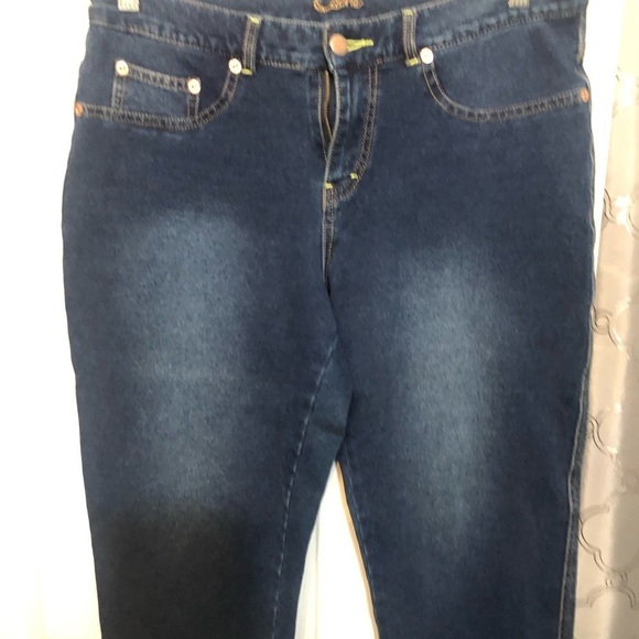 Cache size 12 stretch denim Capri jeans jegging dark wash - Picture 2 of 12